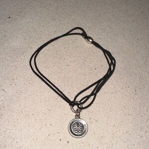 Alex and Ani Black Cord Bracelet with Silver Charm
